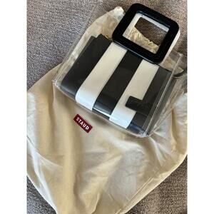 Staud Mini Shirley Black And White Stripes Clear Outer Bag
